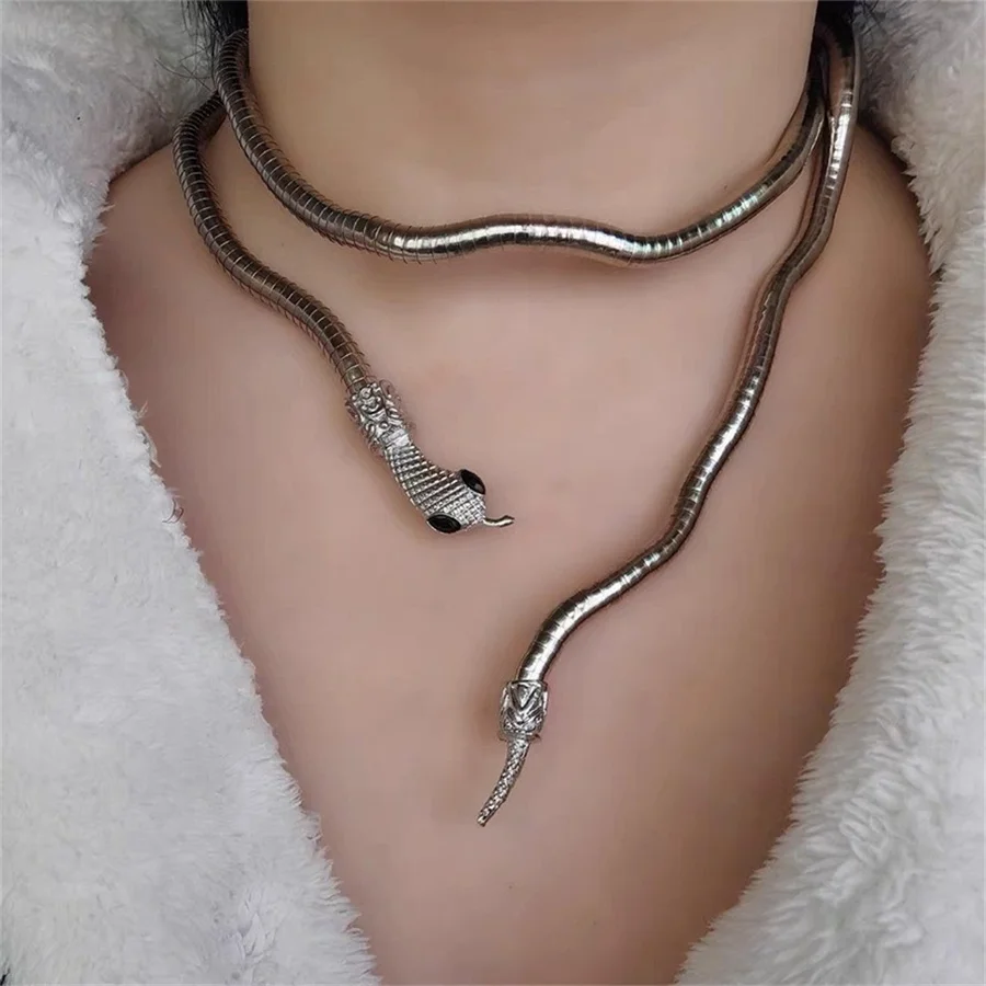 Fashionable personality punk hip-hop metal casually adjustable golden snake multi-functional headband for women\'s holiday party