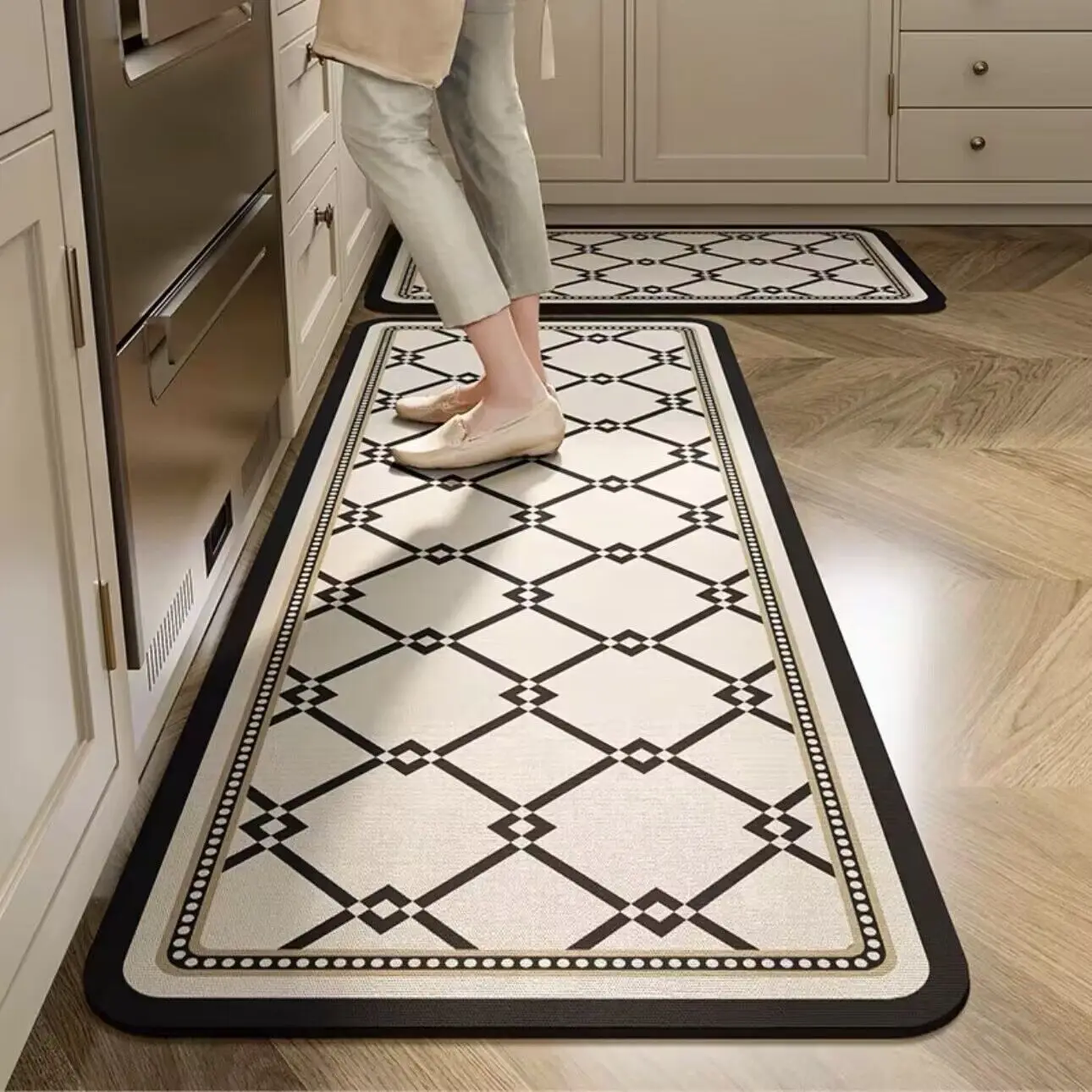 Kitchen Mats,Water-Absorbent Diatom Mud Mat, Non-Slip, Bohemian Bath Area Rug, PVC Floor Mat, Quick-Drying Carpet