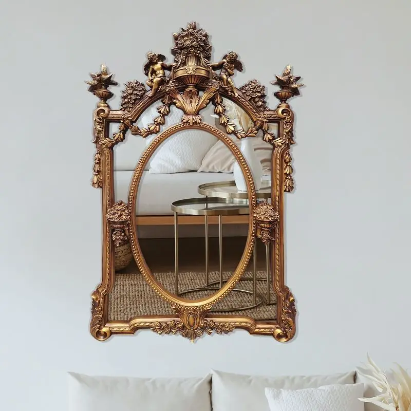 

European retro special-shaped three-color light wall-mounted mirror photo mirror photography advanced sense entrance decoration