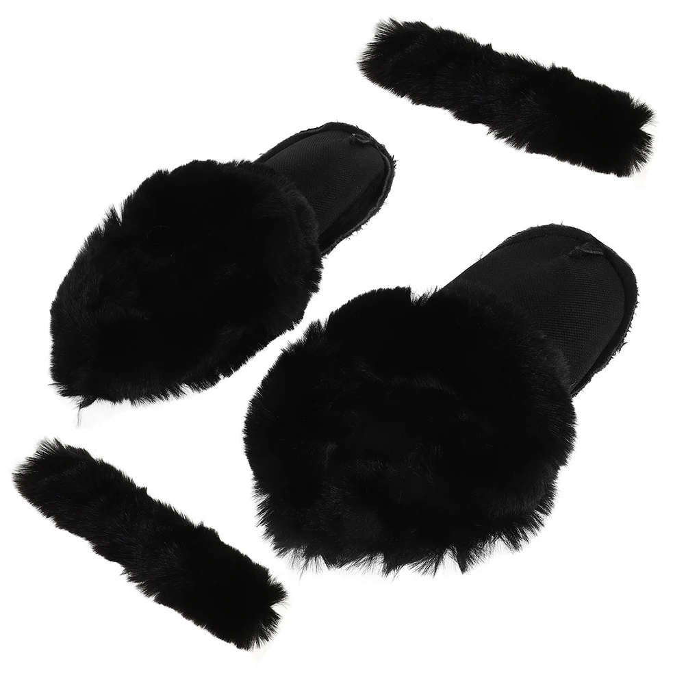 

Warm Removable Liner Clog Insoles for Shoe Covers White Women Thick Long Hair Breathable Inner Socks Detachable