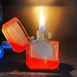 Unusual Quicksand Luminous Kerosene Lighter Inflatable Lighter Windproof Cigarette Lighter Smoking Accessories Men Gift Cool