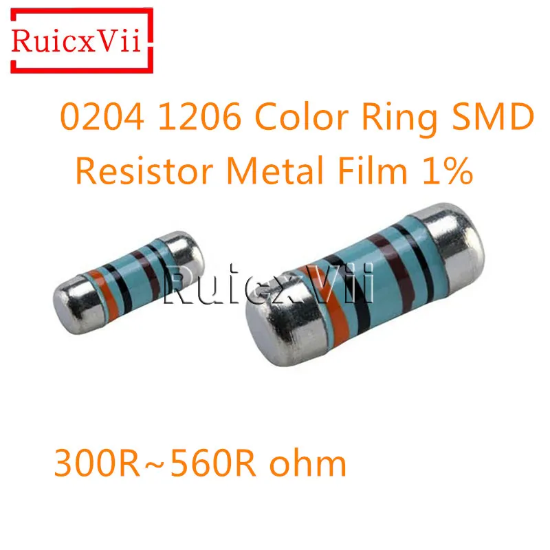 

200pcs 0204 1206 Color Ring SMD Resistor Metal Film 1% 300R 316R 330R 360R 383R 390R 430R 470R 475R 487R 499R 510R 560R ohm