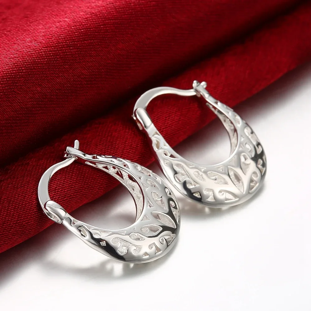 Hot 925 Sterling Silver Pretty Carved drop Earrings for Women high quality party wedding Jewelry  Christmas Gifts