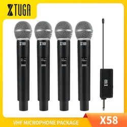 XTUGA X58 Professional Wireless Microphone Karaoke Mic Fixed Frequency with Rechargeable Receiver Battery For Home Party Speaker