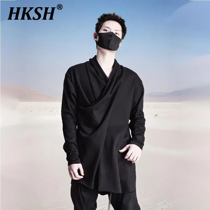 HKSH Dark Waste Land Punk Men Tide Tees Deconstruction Three Dimensional Cut Asymmetric Design Ninja Long Sleeve T-shirts HK3659