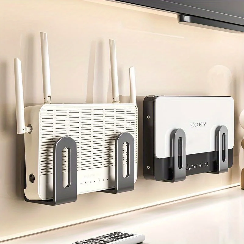 Double-Layer Wall-Mounted Storage Rack - Suitable for Routers, WiFi Modems, Set-Top Boxes, and Cable Management