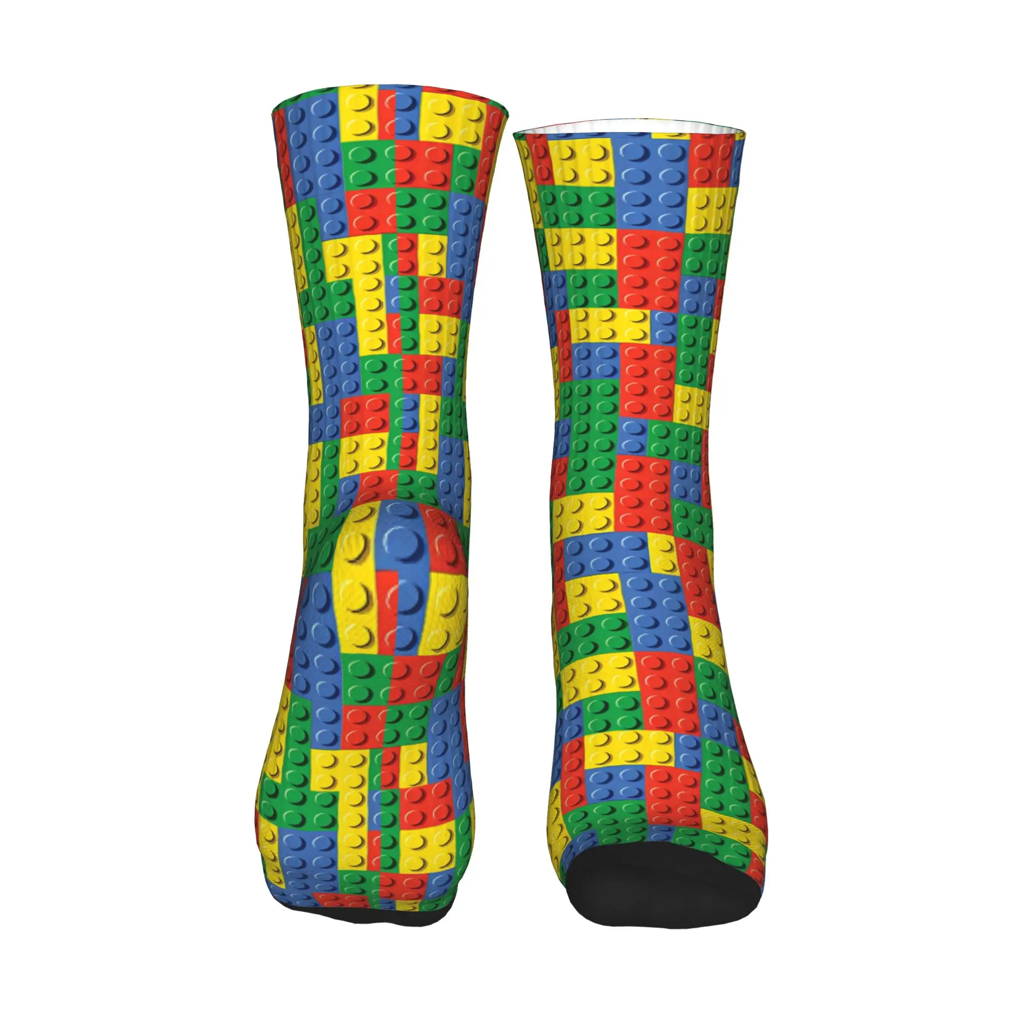Classic Primary Color Building Blocks Socks  Korean Stockings Autumn Anti Skid Unisex Men Socks Warm Soft Design Cycling Socks