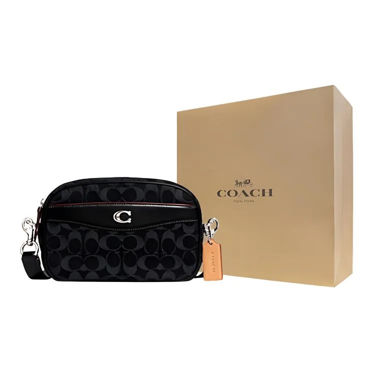 COACH Camera Denim With Calfskin Camera Bag, Shoulder Bag, Crossbody Bag Medium Women's Black CE744-LHDRJ