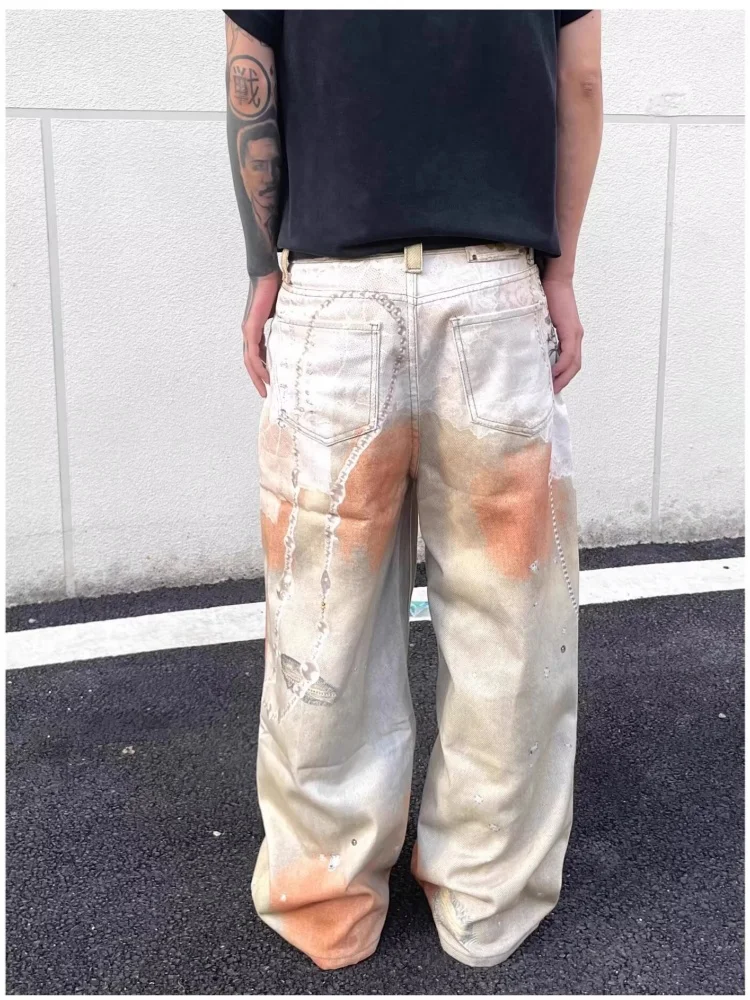 2026 Punk Y2K Style Multicolour 3D Printed Baggy Jeans Pants For Men Clothing Wide Leg Streetwear Long Trousers Pantalon Hombre