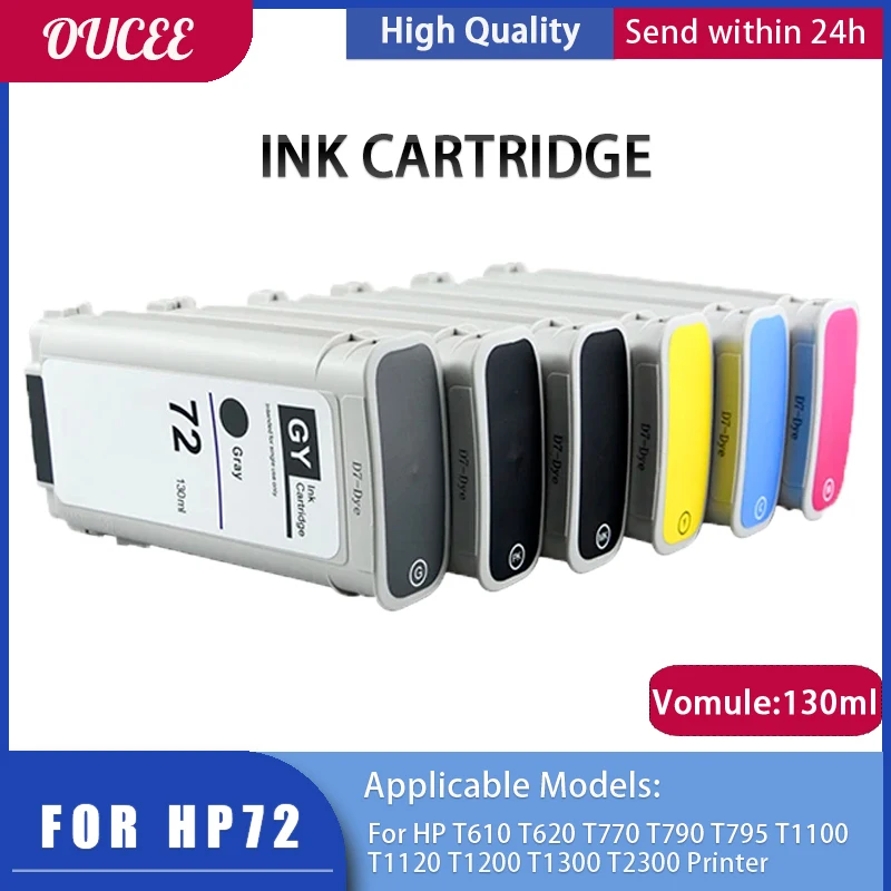 Ink Cartridge for HP 72 T610 T620 T770 T790 T795 T1100 T1100ps T1120 T1120ps T1200 T1300 T2300 T1120 HD T1200 HD T1120 SD