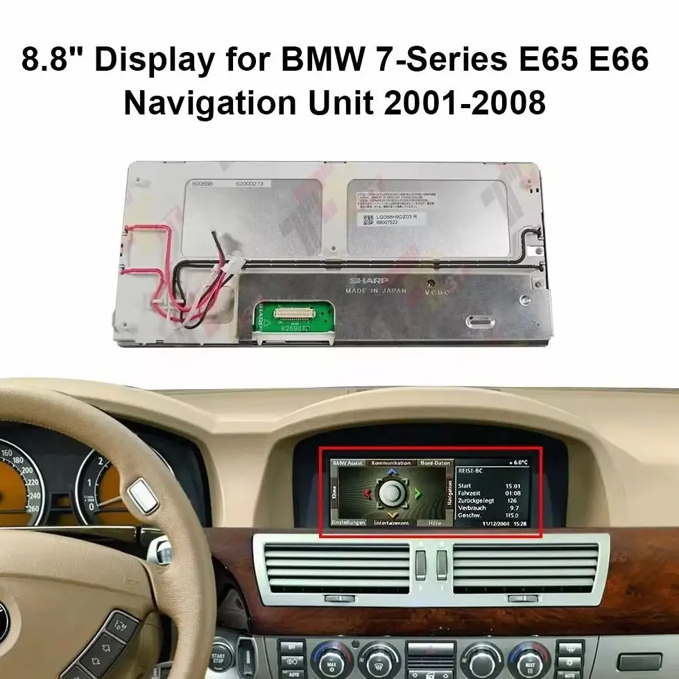 Dashboard LCD 8,8" Display für BMW E90 E91 E60 E61 E63 E64 E65 E66 E70 E71 X5 CIC CCC CID ​ LQ088H9DZ03, LQ088H9DR01, LQ088H9AR03 – Detail 3