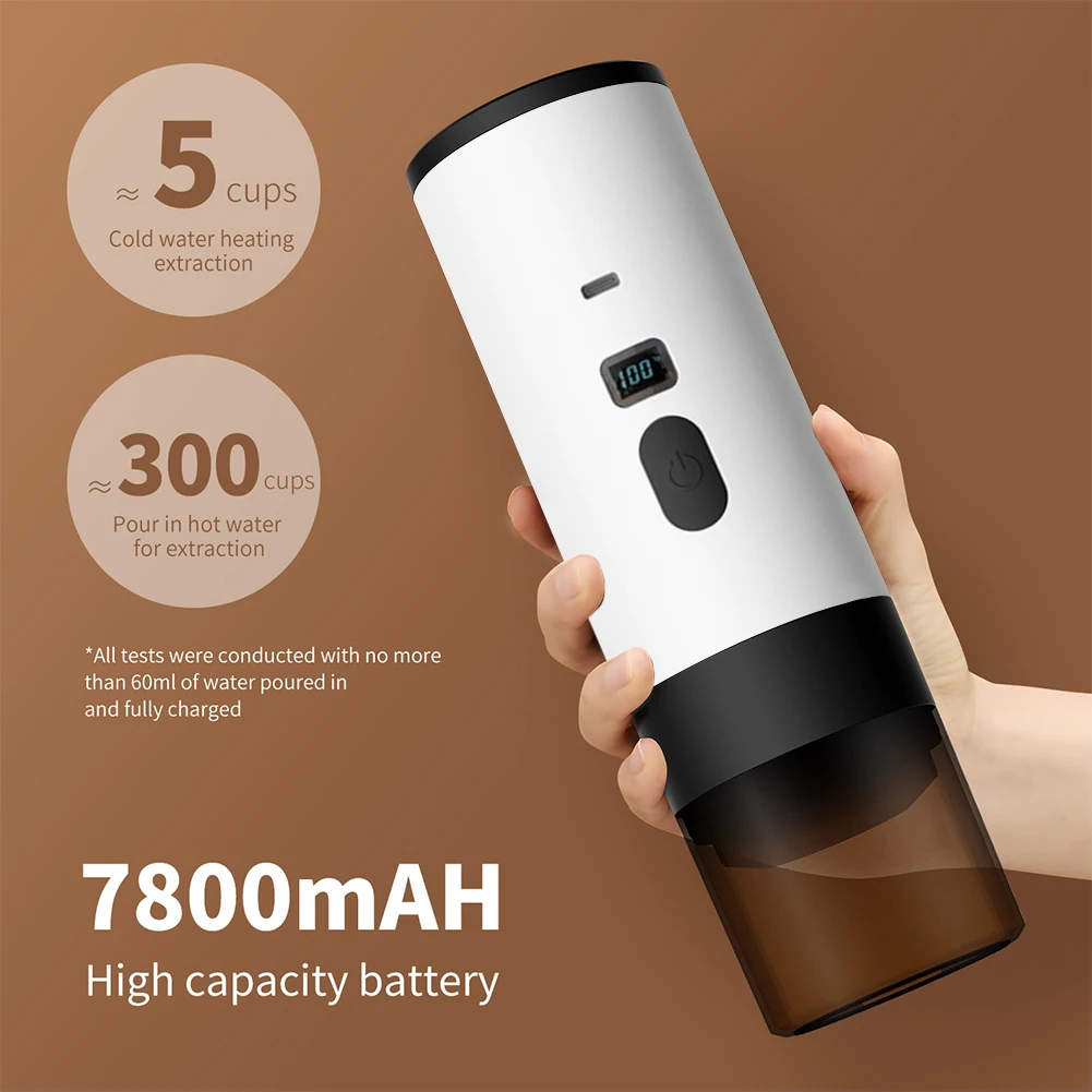 2-in-1 tragbare Mini-Auto-Espressomaschinen, praktische Kapsel-Kaffeemühle, Camping-Reise-Kaffeemaschine für Wohnmobil, Wandern, Büro