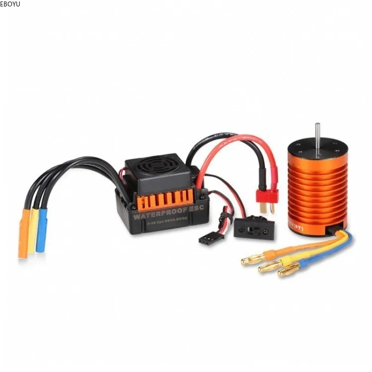 EBOYU Waterproof 9T 4370KV Brushless Motor + 60A ESC Speed Controller Combo ME720 with 5V/2A BEC Linear Mode for 1/10 RC Car