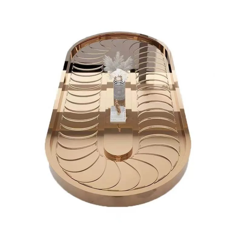 Rectangle dining table, electric vegetable turntable household long table, oval stainless steel conveyor belt rotating table