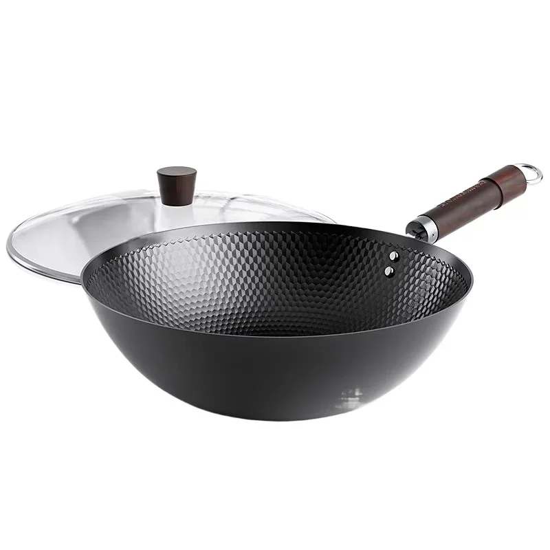 

32cm Iron Wok Pan 2mm Thick Iron Wok Japanese style Cookware Kitchen Uncoated Pot,for Gas Stove Induction Cooker Wok