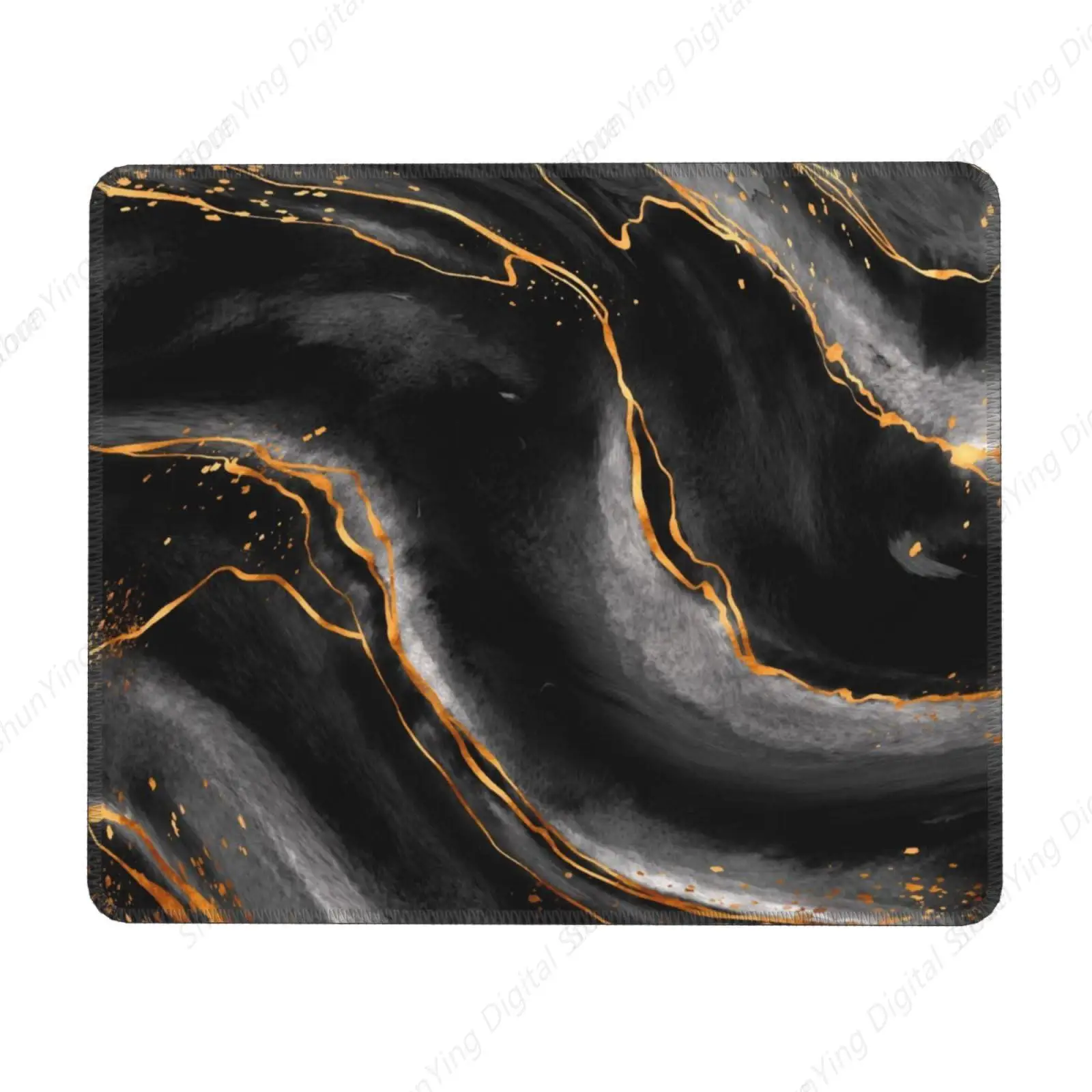 

Black Marble Patterned Cool Mouse Pad With Stitched Edges Non Slip Rubber Base Mouse Pad Suitable For Gaming Office Laptops