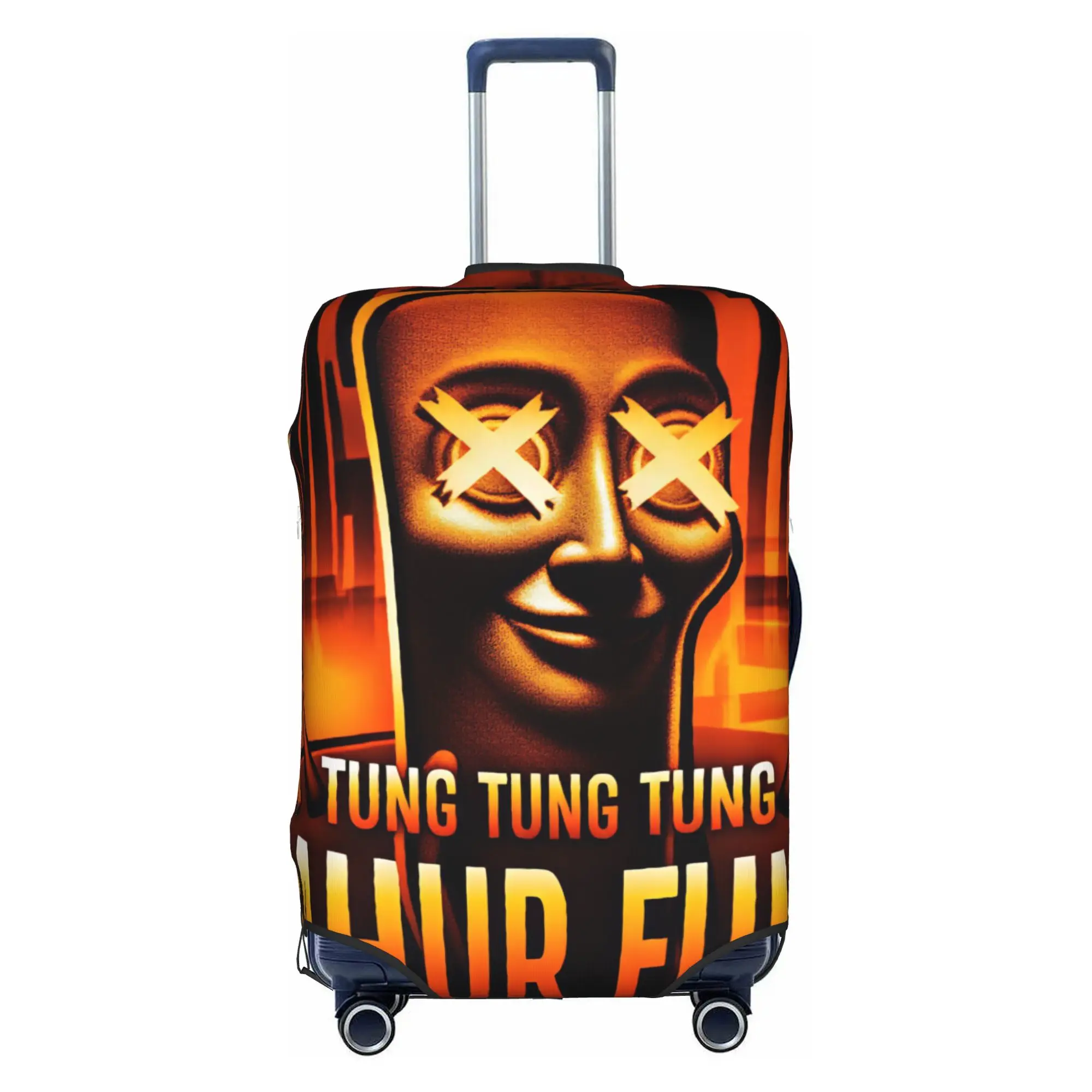 Funny TUNG TUNG TUNG SAHUR FUNK Italian Brainrot  Luggage Cover Protector Dust Proof Funny Meme Travel Suitcase Covers