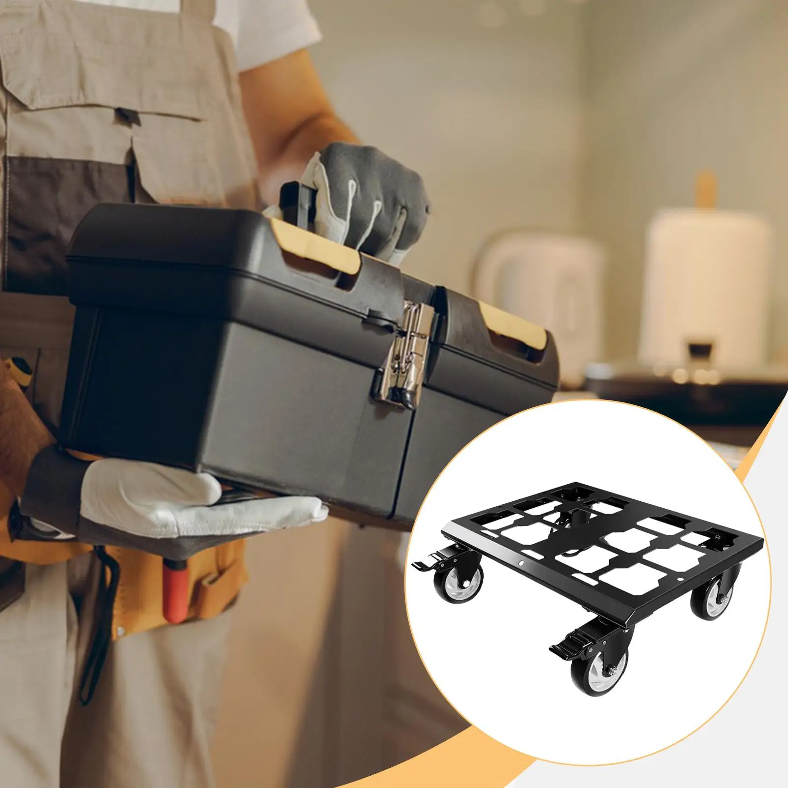 Furniture Dollys Moving Cart with Handles and Metal Legs Pack for Safe Toolbox Transport and Appliance Mover in Home Warehouse