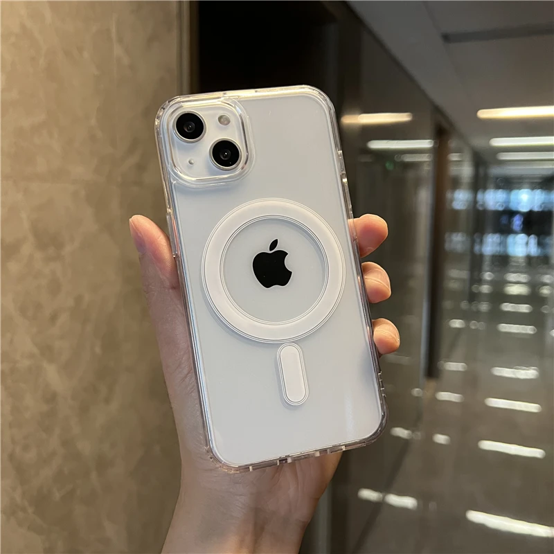 For Magsafe Magnetic Wireless Charging Clear Phone Case For iPhone 14 13 12 11 Pro MAX Mini XR X XS Plus Luxury Shockproof Cover