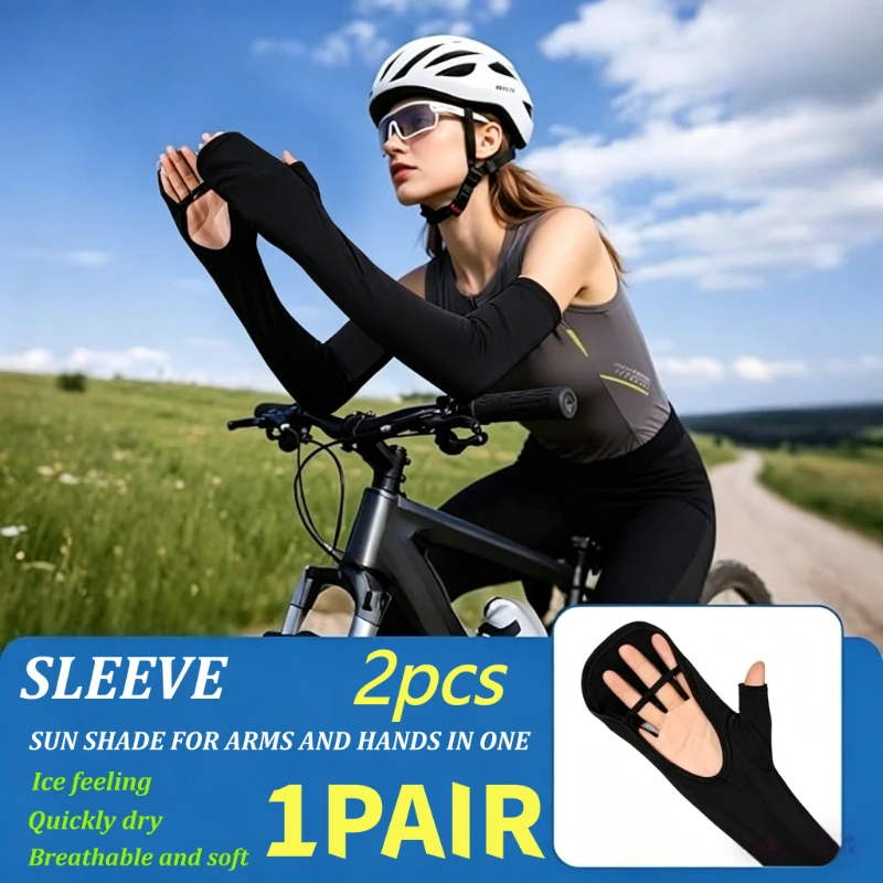 

Summer Sun Protection Sleeves, Unisex - Made of Ice-Sense Fabric, Fingerless Cooling Arm Sleeves for Cycling and Driving