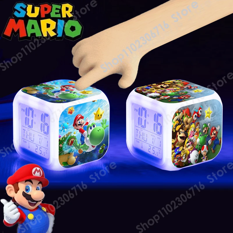 

Super Mario LED Alarm Clock Nightlight Cartoon Mario Bros. Accessories Desk Decoration Children Bedside Display Birthday Gift