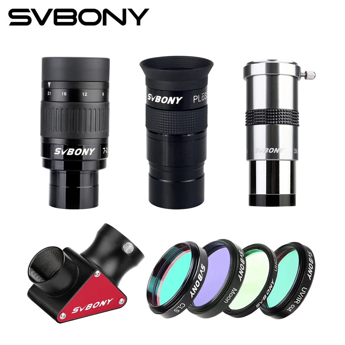 

Svbony Astronomy Observation Set, with Zoom Eyepiece, Barlow Lens, Extender, Diagonal Lens, Filter, Moon Filter