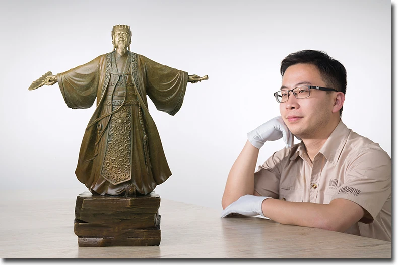 Limited Edition 50CM HOME OFFICE business Military political figures Militarist Zhu Geliang Kong Ming FENG SHUI brass statue