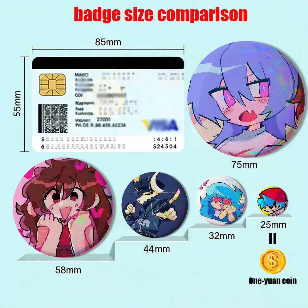 Tabi Girlfriend Sky Boyfriend FNF Badge on Backpack Clothes decoration Tinplate Round Brooch Funny Custom Gifts for Friend