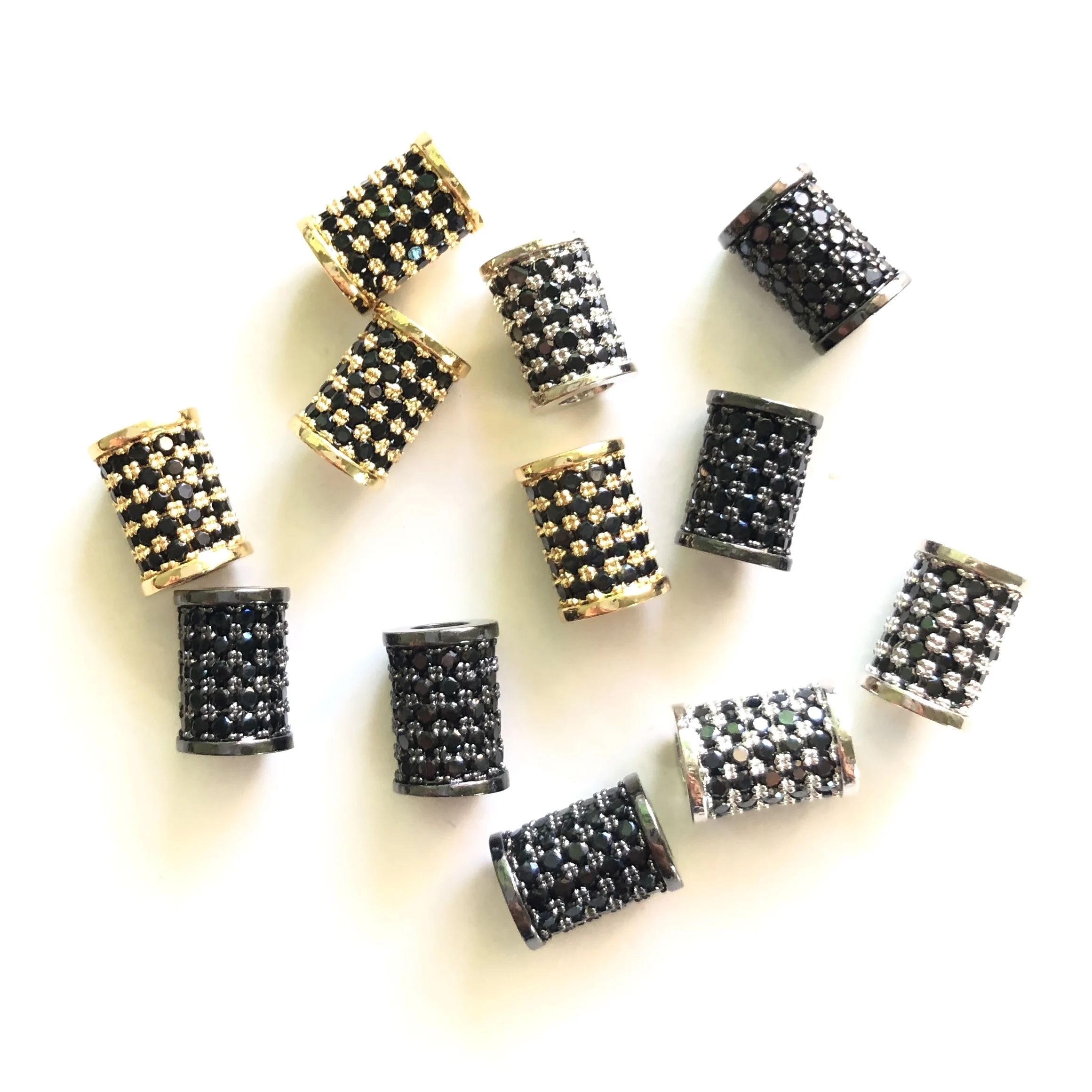 

1 Piece/Lot of Black Zircon Pave Tubular Diamond Spacers for Women's Jewelry Bracelet Loose Beads Waist Craft Accessory Supply