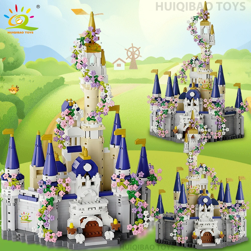HUIQIBAO 1477pcs Princess Castle Mini Building Blocks Set Building Gift Birthday Decoration Holiday Present Toys for adult Gift
