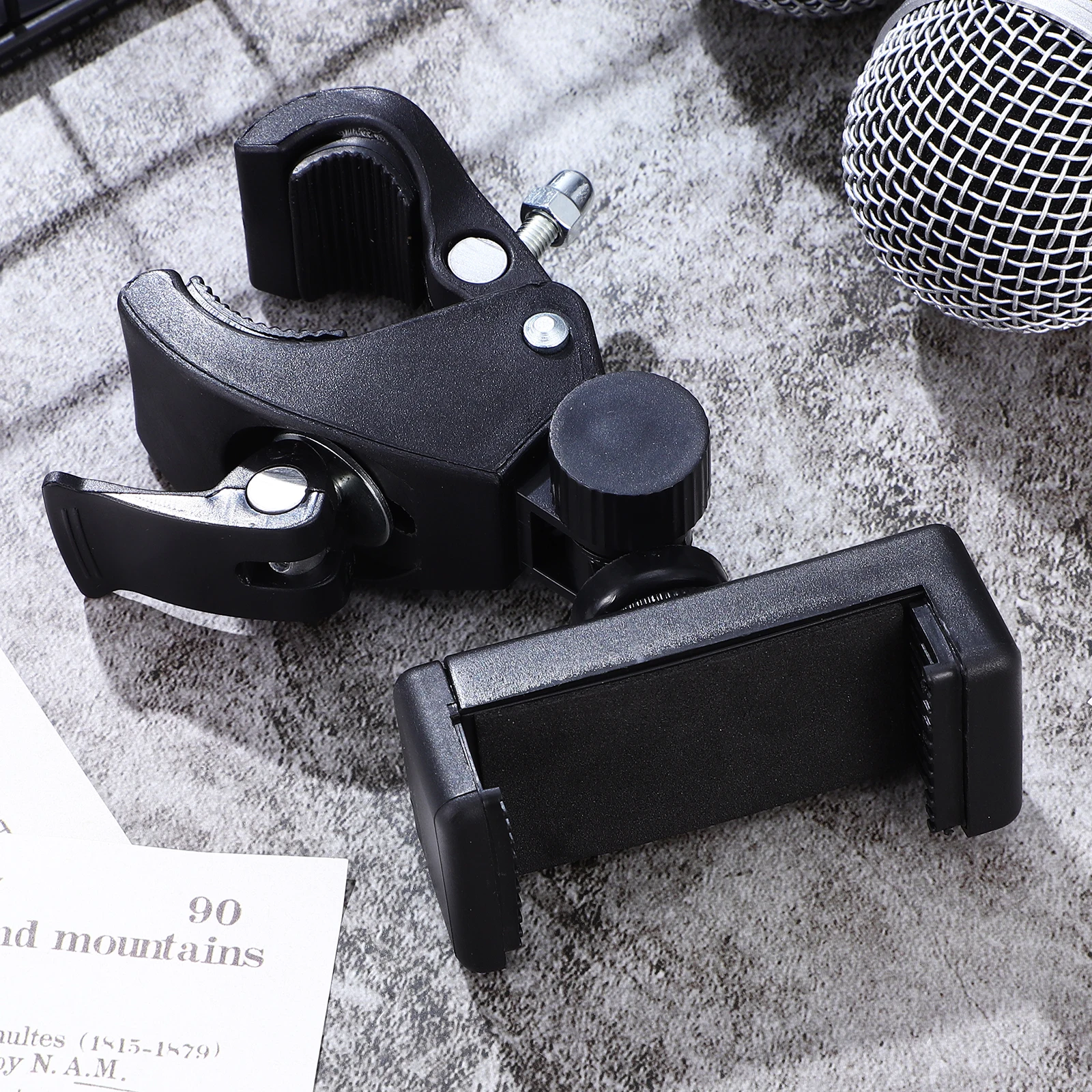 

Rotating Microphone Stand 180 Degree Black Clip Smartphone Tablet Holder Mic Stand Accessories Compatibility Guitar Clamp Phone