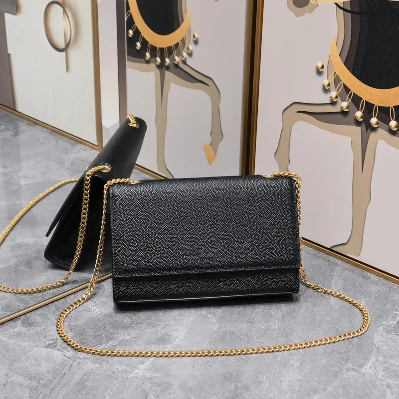 

Genuine Leather Chain Shoulder Bag In Grain De Poudre Black For Women Shoulder Bag Crossbody NoChngsfu1713