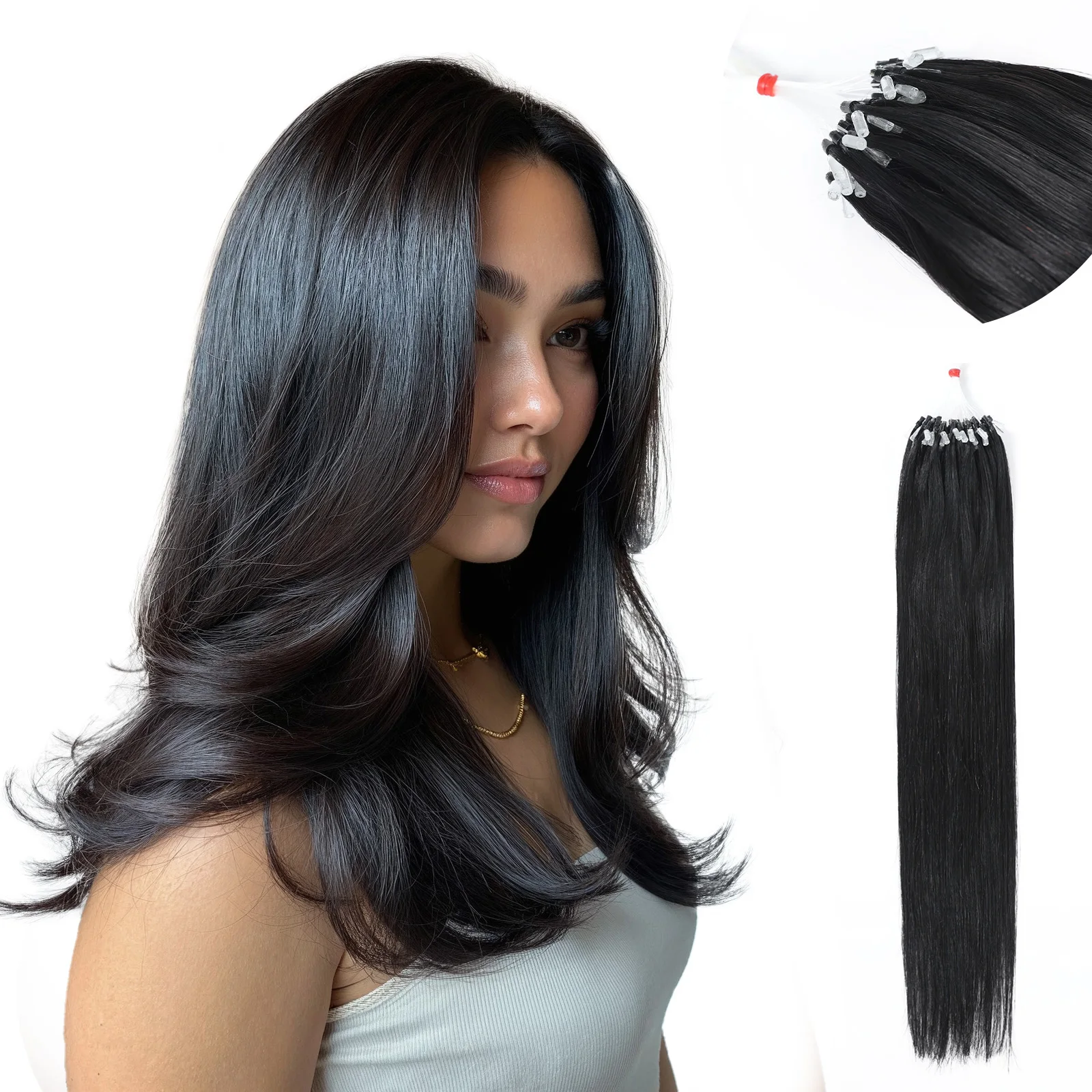 Long Straight Natural Black Wig Gothic Grunge Aesthetic Y2K Butterfly Cut Layered Hairpiece for Women Emo Style Daily Wig