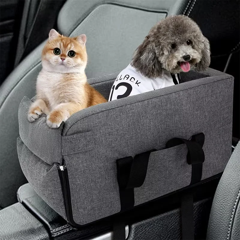 

Non-slip Portable Small Pet Carrier Dog Cat Travel Kennel Car Center Console Armrest Elevated Seat Strap Shoulder Strap