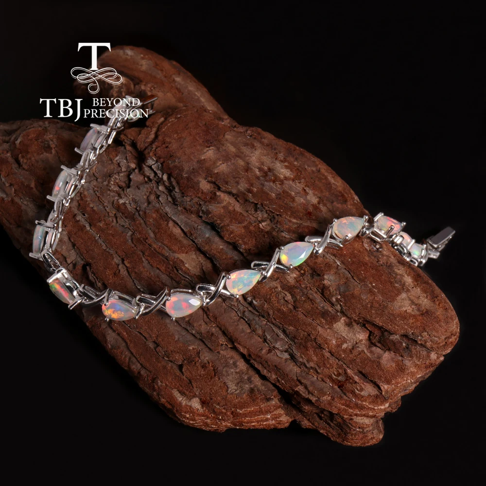 Gorgeous precious and colorful October Birthstone Natural Opal Bracelet 925 Silver Rare Gems fine jewelry women anniversary gift