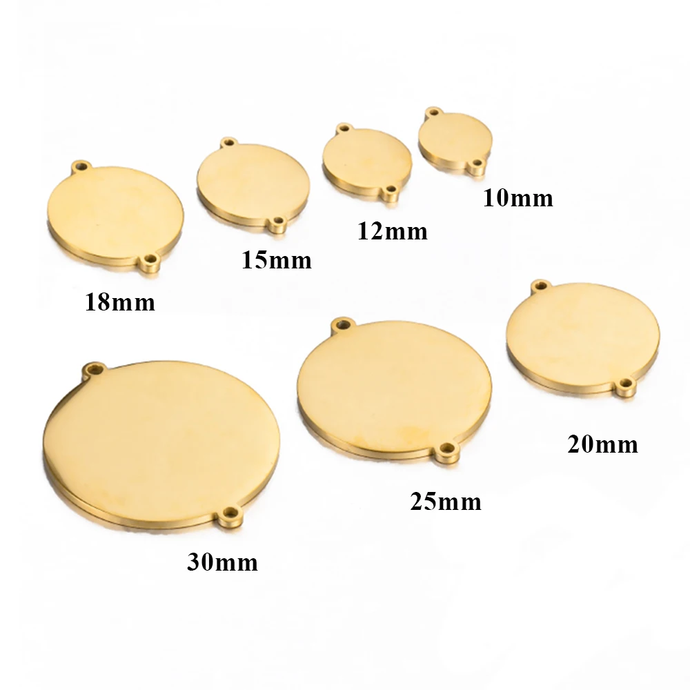 

10pcs Stainless Steel Double Hole Round Discs Charm Jewelry Connection 10-30mm Accessories Pendant DIY Jewelry Making Bracelet