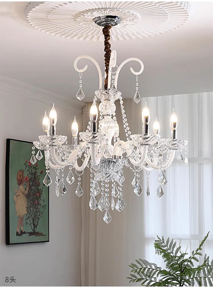 Painted Black Candle E14 Chandelier K9 Crystal Pendant