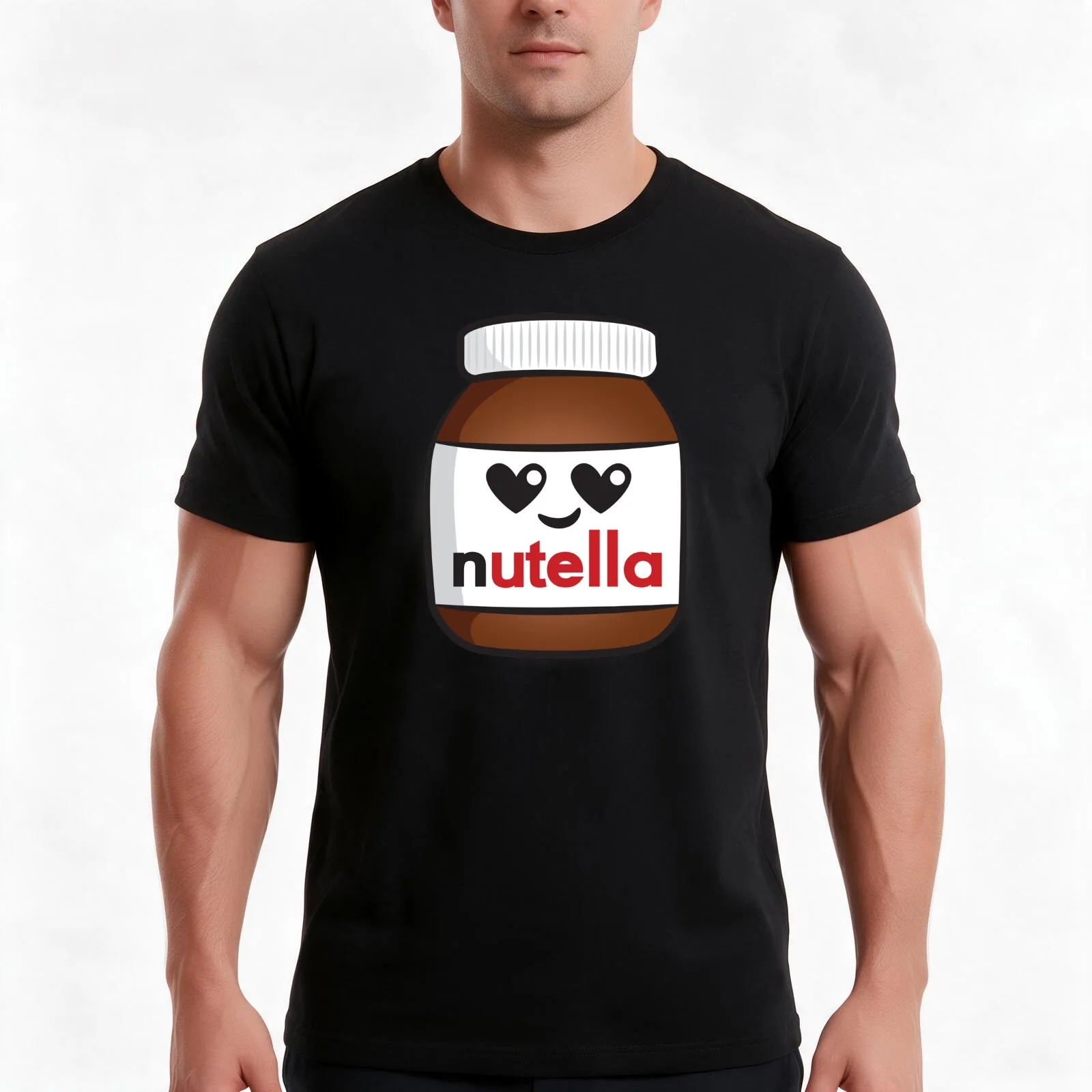 Nutella face 5 T-Shirt, Summer Casual Cotton Tee, Oversized Streetwear Tops, Vintage Graphic Print, Loose Fit Short Sleeve
