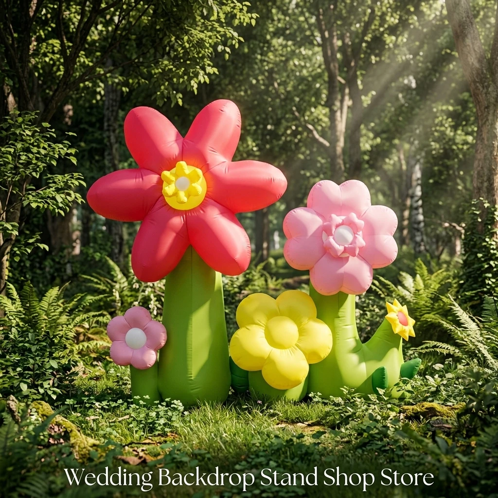 6FT Inflatable Spring Flowers Blow Up Floral Yard Decor with Light Colorful Lawn Art for Easter Party Mall Event Decoration
