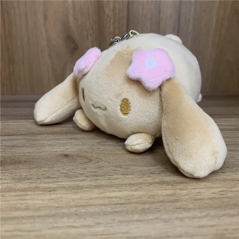 Cute Mocha Dog Plush Keychain Rounded Charms Mascot Keyring Keyholder Kids Toys for Girls Small Gift