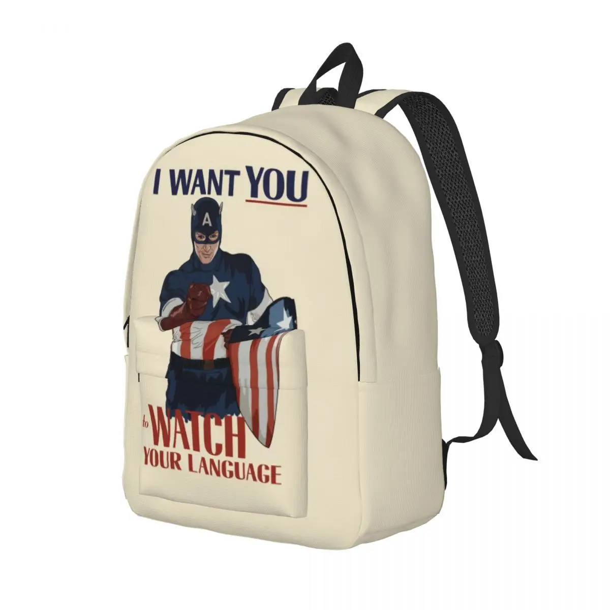 Custom Captain America I Want You Travel Canvas Backpack Men Women School Computer Bookbag College Student Daypack Bags