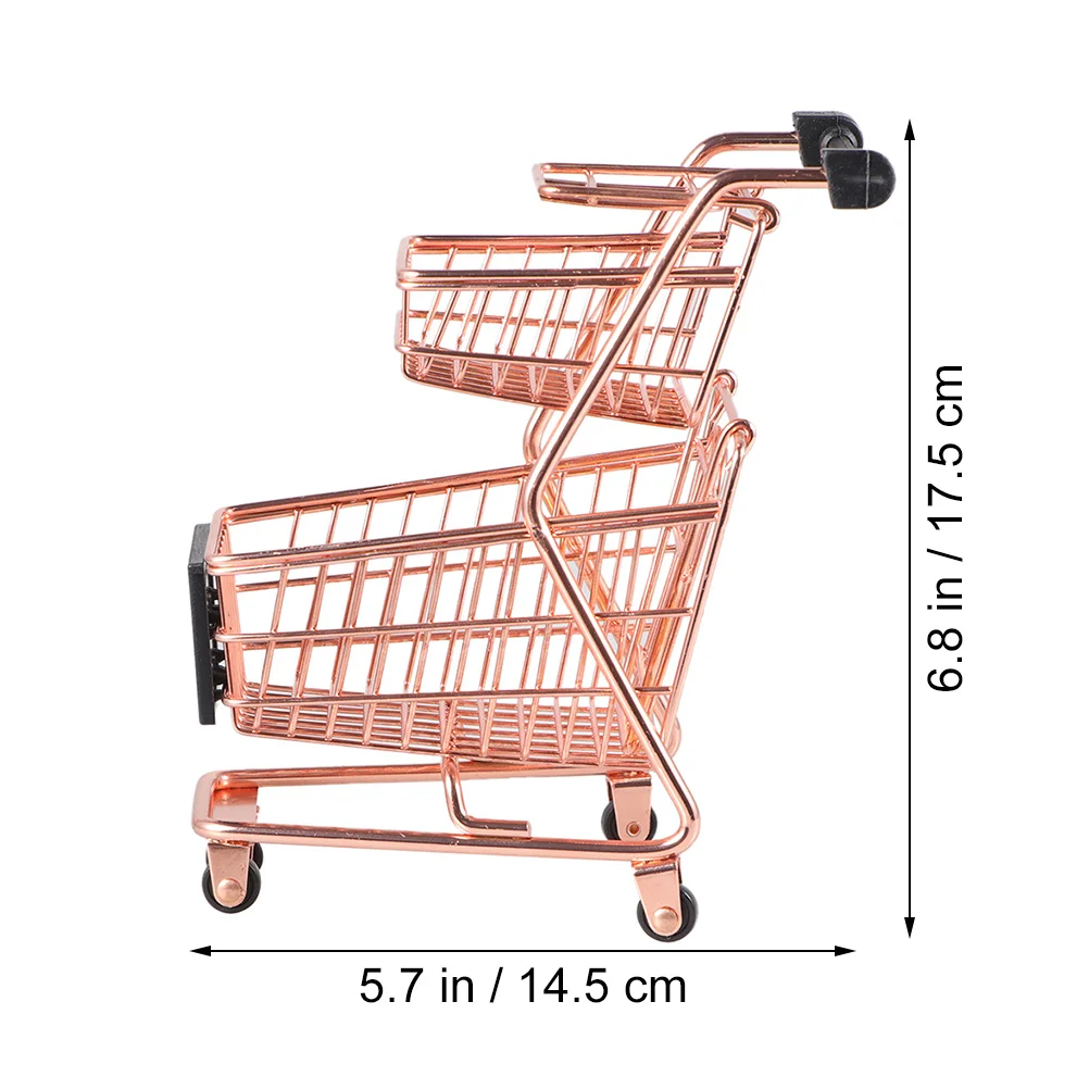 2 Pcs Mini Shopping Cart Utility Desktop Supermarket Handcart Iron Trolley Child Toy