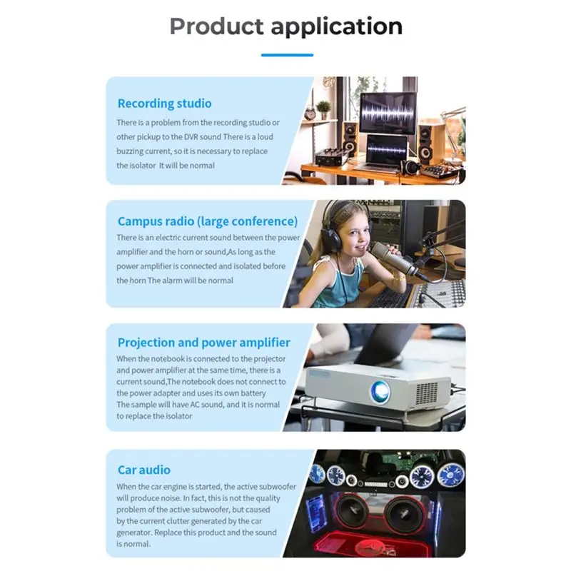 A86G NEW Ground Loop Noise Isolator Audio Isolator Noise Humming Buzzing Filter Noise Suppressor Isolator Audio for PC