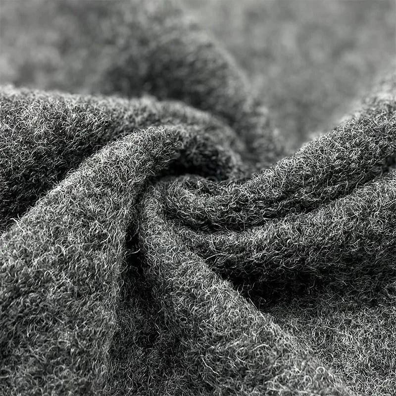 2 Yards Imported Solid Dark Gray Soft Stretchy Knitted Wool Cashmere Fabric for Autumn and Winter Clothing