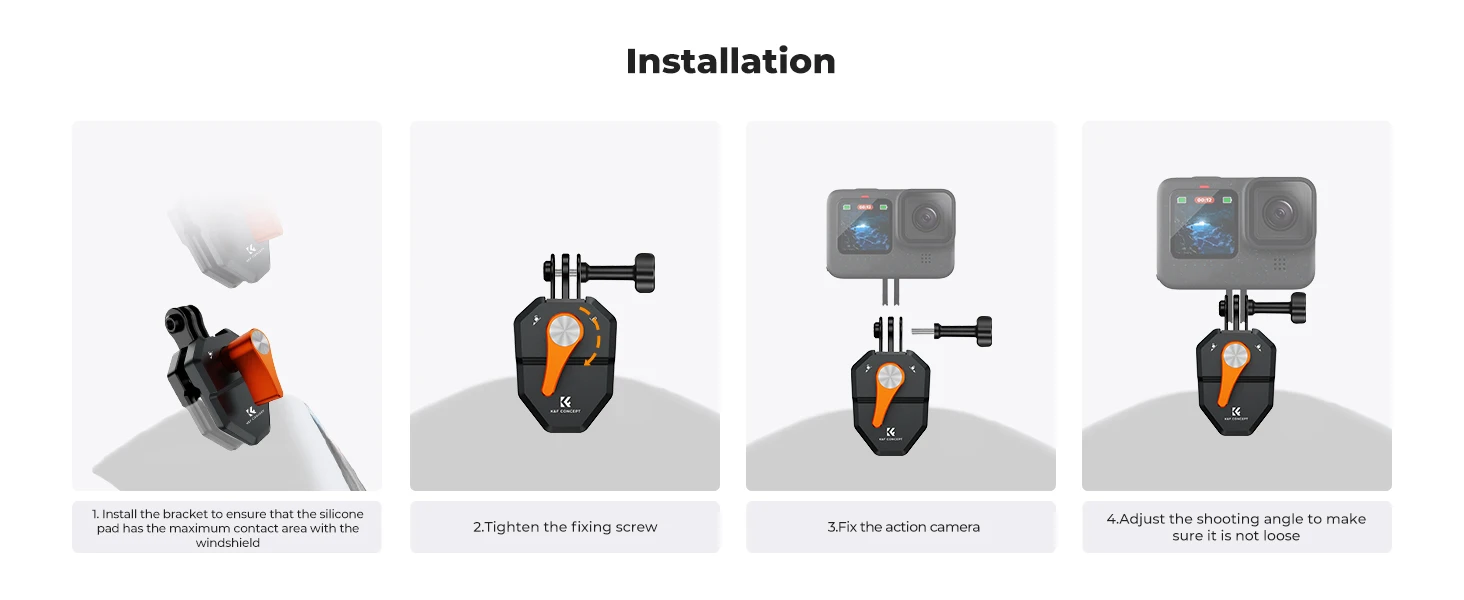 K&F CONCEPT Windschutzscheiben-Klemme für GoPro HERO 13/12/11 Motorrad-Kamerahalterung für DJI Osmo Action 6/5/4 Insta360 X6/X5 – Detail 8