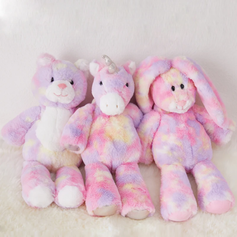 Newly 35cm Colorful Rabbit Unicorn Cat Plush Toy Stuffed Animal Cuddle Doll Friends Kids Toys Birthday Gift