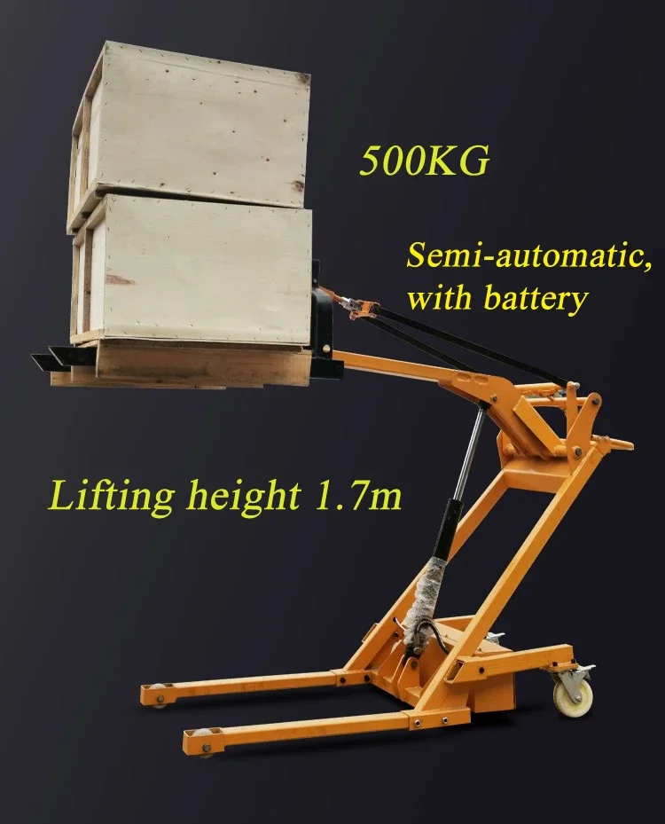 mobile multifunktion ale Kran batterie 500kg Faltbarer elektrischer Gabelstapler Hydraulisches Heben