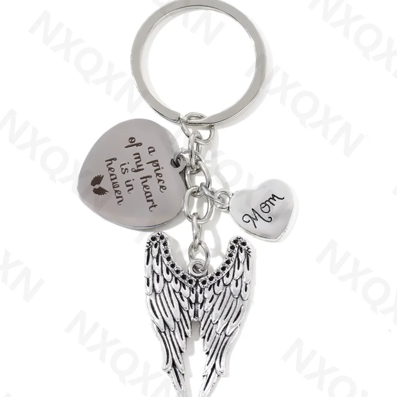 Classic Angel Wings Heart Mom Heaven portachiavi Love Mama portachiavi per le donne festa della mamma buon regalo gioielli fatti a mano