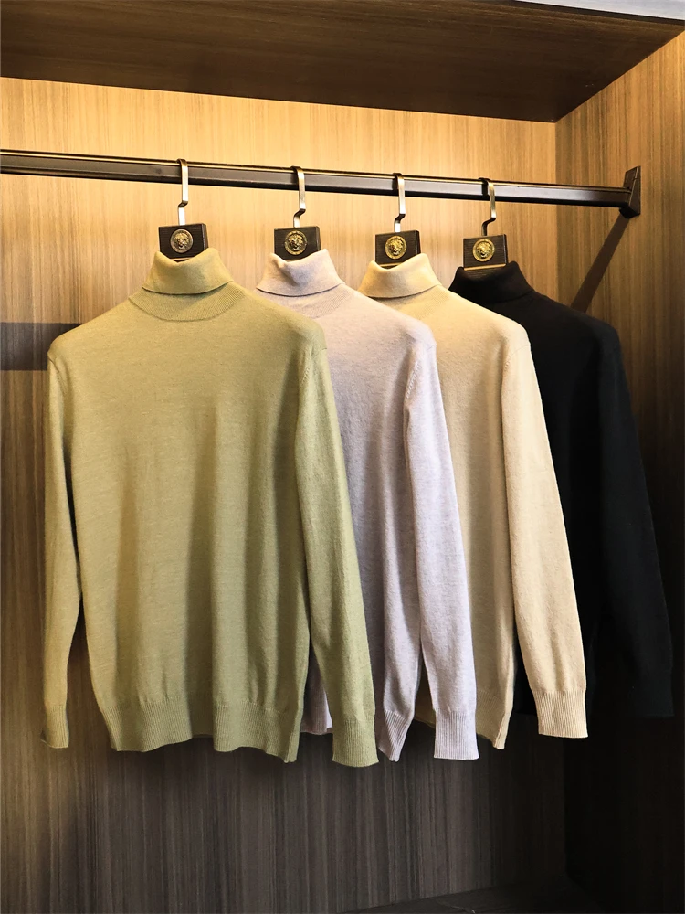 

Elely Knitted High Collar Camere Sweater for Men Faionable Urban Sle Long Sve Pure Color Versatile Autumn Winter...