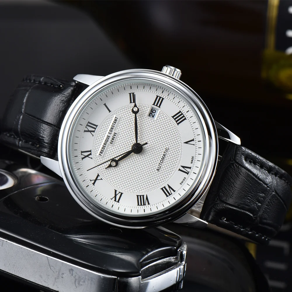 Luxury New Top AAA Hot Sale Frederique Constant Brand Watches For Mens Multifunctional Auto Date Quartz Wristwatch AAA Clocks